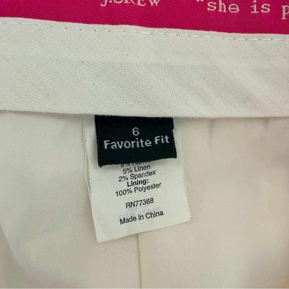 J. Crew Cream Linen Blend Trousers | Button Waist Detail | Favorite Fit - Picture 5 of 13